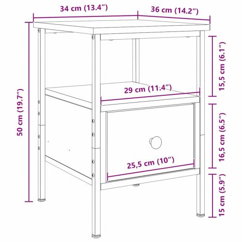 Нощен шкаф Черния дъб 34 x 36 x 50 см Инженерно дърво