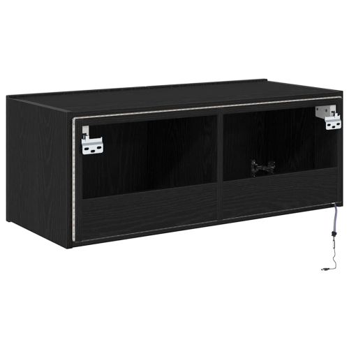 TV стенен шкаф 80 x 35 x 31 cm Черния дъб Инженерна дървесина