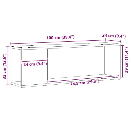 Комплект ТВ шкаф Черно 100 x 24 x 63 cm Инженерно дърво