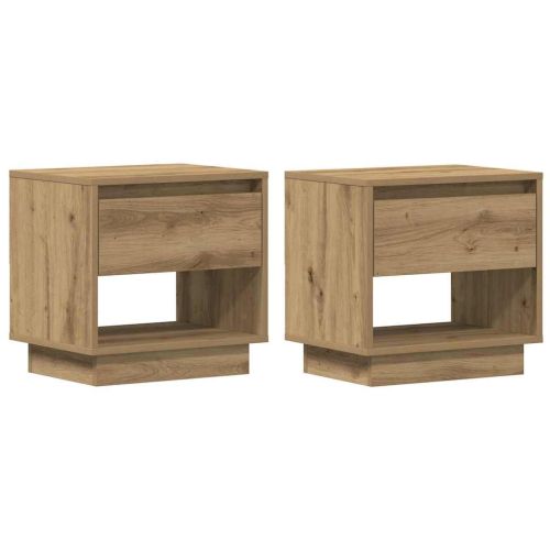 Нощна маса с чекмедже 2 pcs Дъб 45 x 34 x 44 см Инженерно дърво