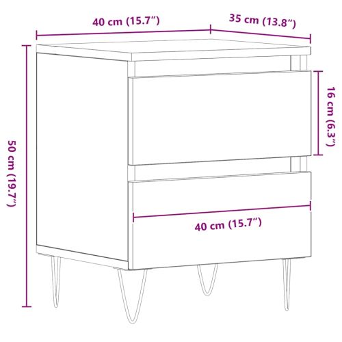 Нощен шкаф 2 pcs Старо дърво 40 x 35 x 50 см Инженерно дърво