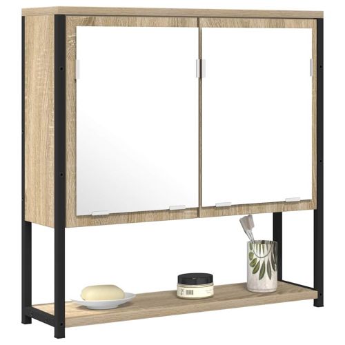 Огледало за баня с рафт със съхранение Бежово 60 x 16 x 60 см