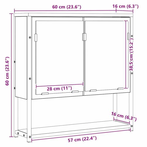 Огледало за баня с рафт със съхранение Бежово 60 x 16 x 60 см