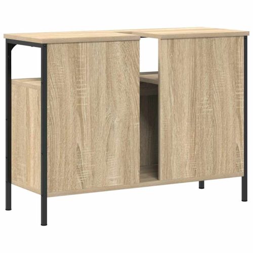 Шкаф за мивка в баня Кафяво 80 x 30 x 60 cm Инженерно дърво