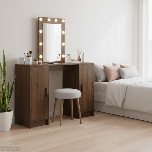 Тоалетка с врата Кафяво 102 x 33 x 135 см Инженерно дърво