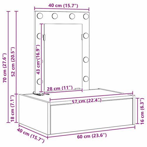 Тоалетка Черно 60 x 40 x 70 см Инженерна дървесина