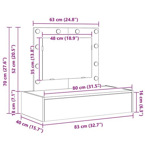 Тоалетка с чекмедже Сив 83 x 40 x 70 см Инженерно дърво