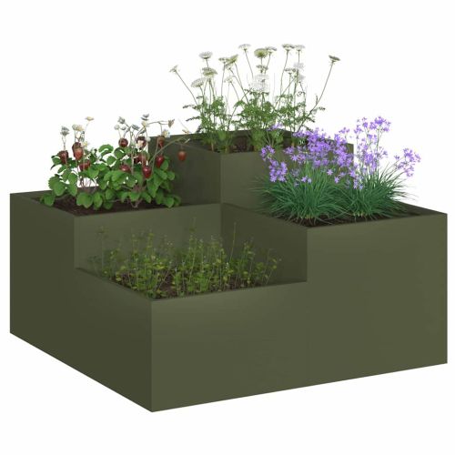 Градинска саксия Маслиненозелен 100 x 100 x 48 см Стомана
