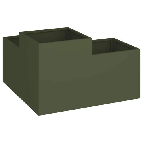 Градинска саксия Маслиненозелен 100 x 100 x 48 см Стомана