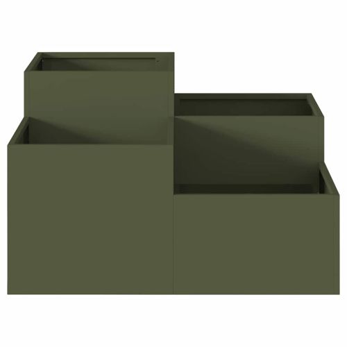 Градинска саксия Маслиненозелен 100 x 100 x 48 см Стомана