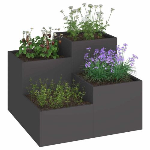 Градинска саксия Черно 100 x 100 x 60 см Стомана