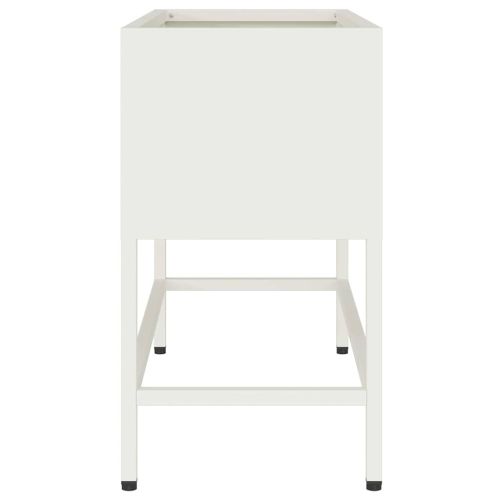 Повдигната градинска саксия Бяло 60 x 26 x 48 см Стомана