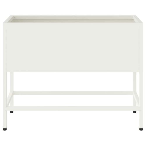 Повдигната градинска саксия Бяло 60 x 26 x 48 см Стомана