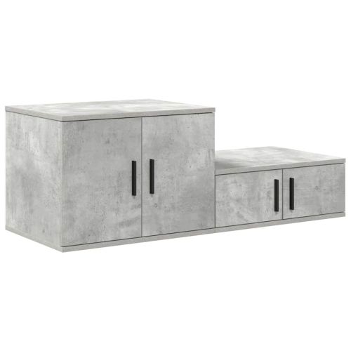 Шкаф за съхранение 2 pcs Циментено сиво 118 x 41 x 40 см