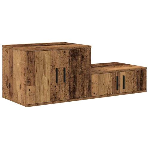 Шкаф за съхранение 2 pcs Старо дърво 118 x 41 x 40 см