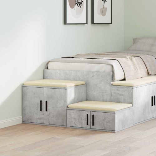 Шкаф за съхранение 2 pcs Циментено сиво 103 x 41 x 40 см