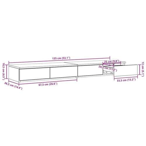 Чекмеджета за легло Циментено сиво 135 x 36,5 x 16,5 см