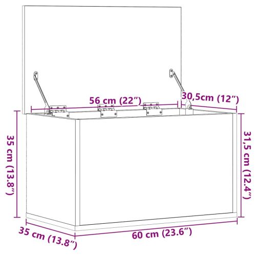 Кутия за съхранение Дъб 60 x 35 x 35 cm Инженерно дърво