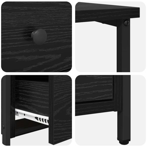 Нощен шкаф 2 pcs Черен дъб 30 x 60 x 60 см Инженерно дърво