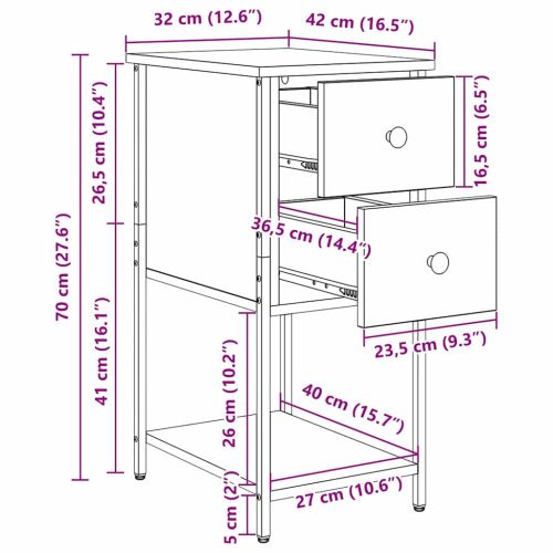 Нощен шкаф Старо дърво 32 x 42 x 70 см Инженерно дърво