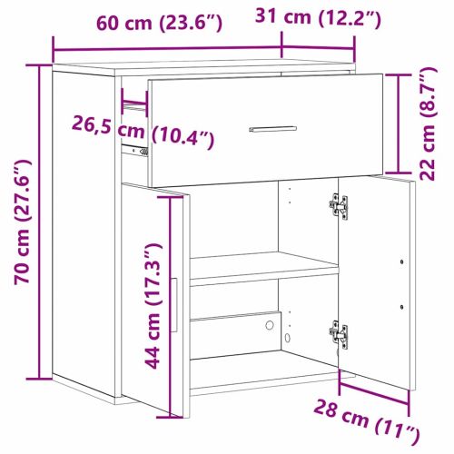 Служебен шкаф с чекмедже Дъб 60 x 31 x 70 см Инженерно дърво