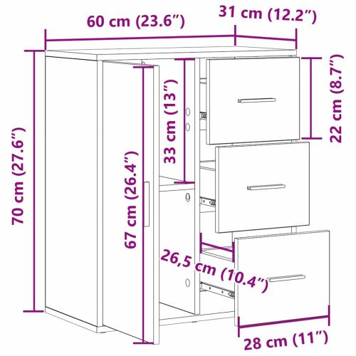 Служебен шкаф Старо дърво 60 x 31 x 70 см Инженерно дърво