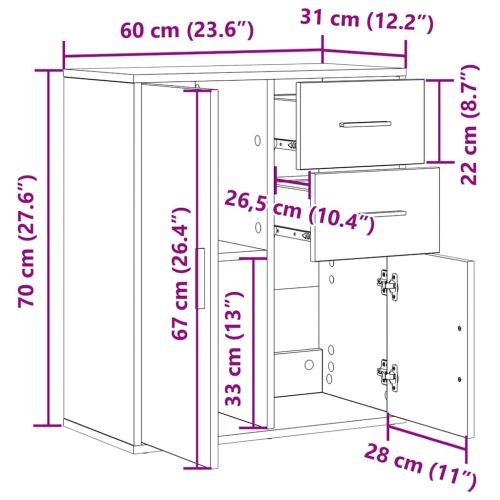 Служебен шкаф Черния дъб 60 x 31 x 70 см Инженерно дърво