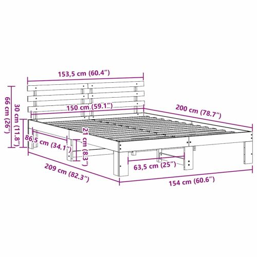 Рамка за легло с таблото Кафяво с восъчно покритие 150 x 200 cm