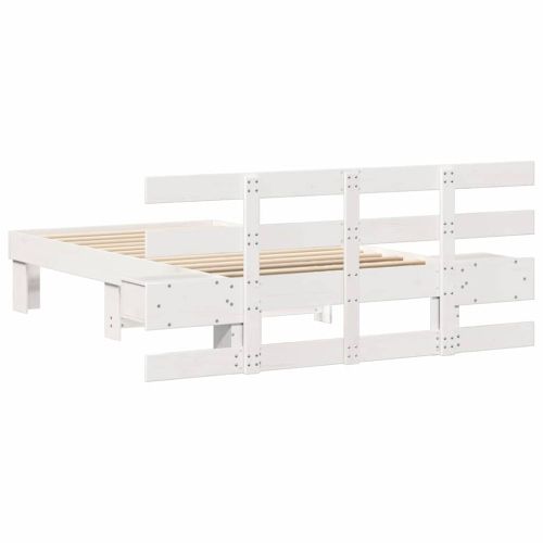 Рамка за легло с таблото Бяло 80 x 200 cm Солидно борово дърво