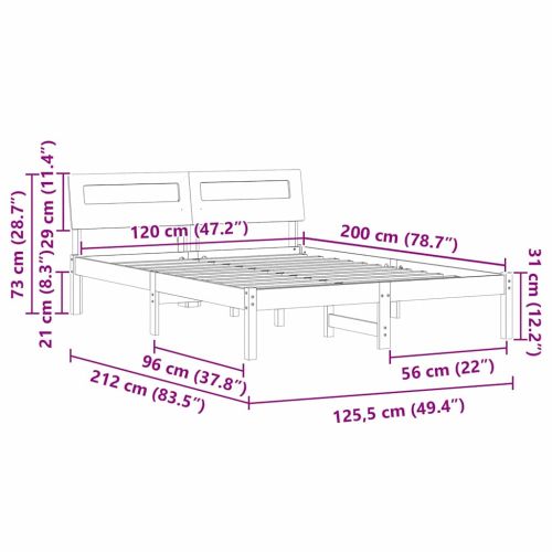 Рамка за легло Кафяво 120 x 200 cm Солидно борово дърво