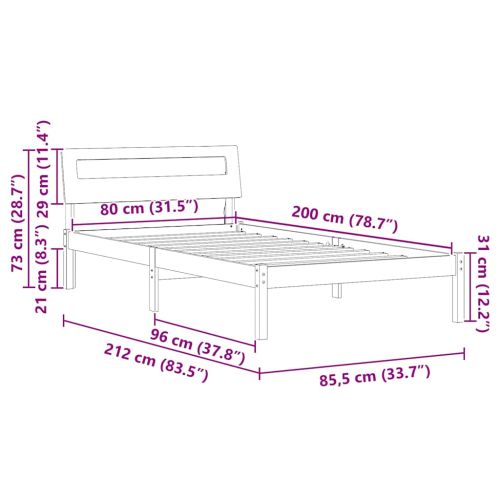 Рамка за легло с таблото Кафяво с восъчно покритие 80 x 200 cm