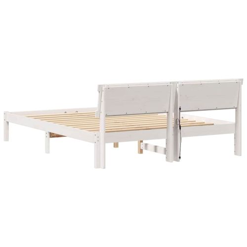 Рамка за легло с таблото Бяло 140 x 200 cm Солидно борово дърво