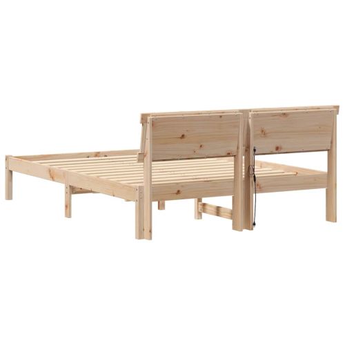 Рамка за легло Кафяво 135 x 190 cm Солидно борово дърво