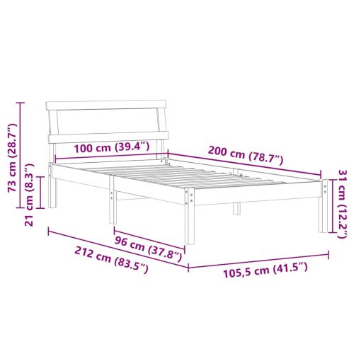 Рамка за легло Кафяво 100 x 200 cm Солидно борово дърво