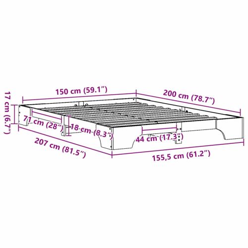 Рамка за легло Кафяво с восъчно покритие 150 x 200 cm