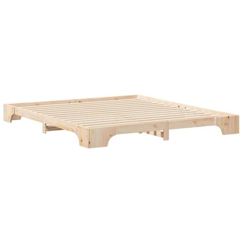 Рамка за легло Кафяво 200 x 210 cm Солидно борово дърво