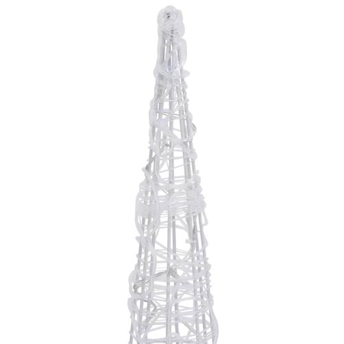 Акрилна декоративна пирамида LED светещ конус студено бял 90 см