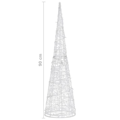 Акрилна декоративна пирамида LED светещ конус студено бял 90 см