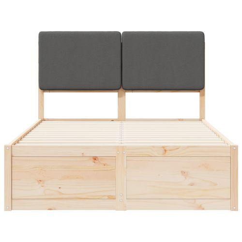 Леглова рамка с тапицирана гръбна част Тъмен сив 120 x 200 cm