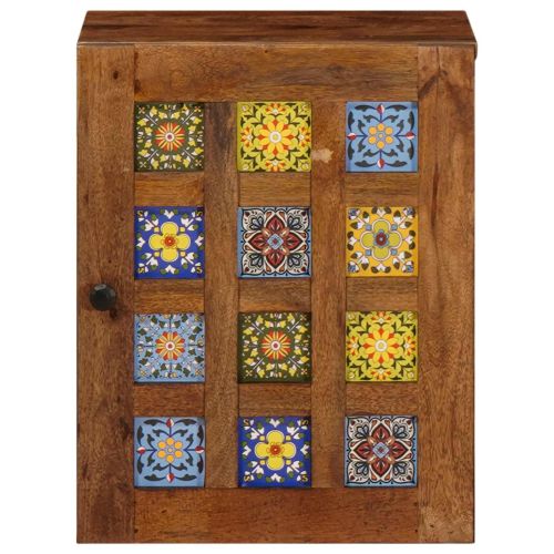 Окачен шкаф за баня със съхранение с врата Орех 38 x 33 x 48 см