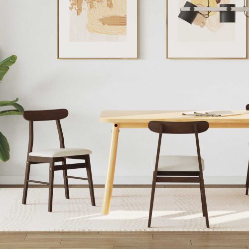 Трапезен стол 2 pcs Тъмен кафяв и светъл Солидно гумено дърво