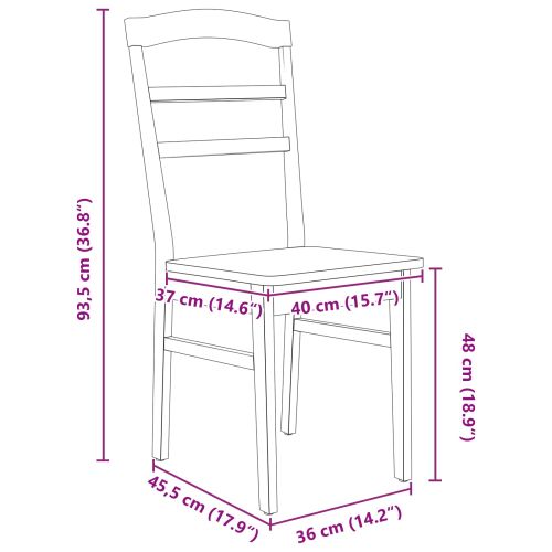 Трапезен стол 2 pcs Бяло Солидно гумено дърво