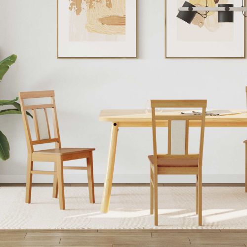 Трапезен стол 2 pcs Естествен Солидно гумено дърво