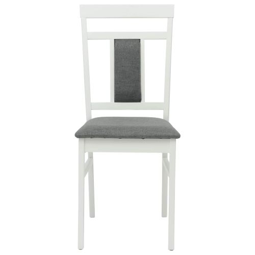 Трапезен стол 2 pcs Бяло и сиво Солидно гумено дърво