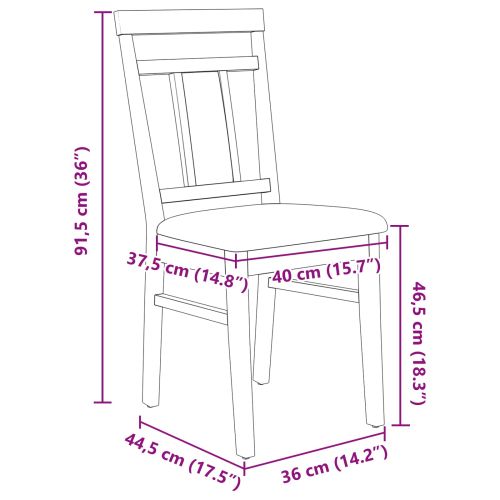 Трапезен стол 2 pcs Бяло и сиво Солидно гумено дърво