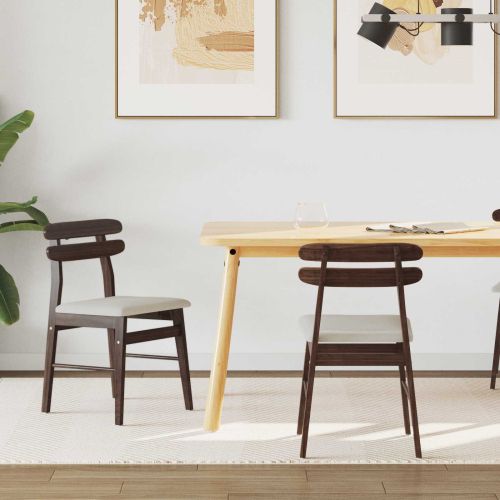 Трапезен стол 2 pcs Светло кафяво и светло Солидно гумено дърво