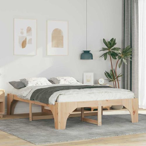 Рамка за легло Кафяво 150 x 200 cm Солидно борово дърво