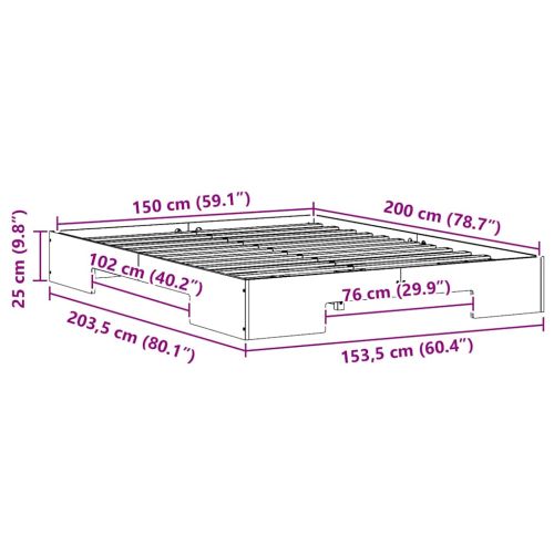 Рамка за легло Кафяво 150 x 200 cm