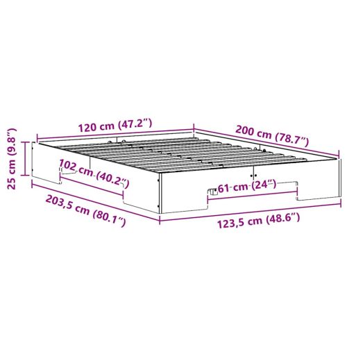 Рамка за легло Кафяво 120 x 200 cm