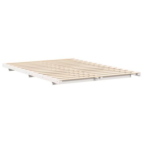 Леглово дъно Бяло 160 x 220 cm Борово дърво масив